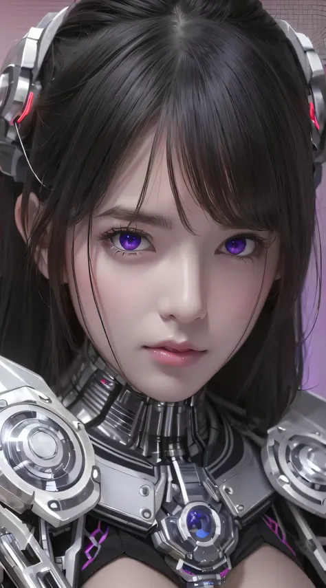 a close up of a woman with a futuristic outfit and headphones, cute cyborg girl, beautiful girl cyborg, perfect android girl, cy...