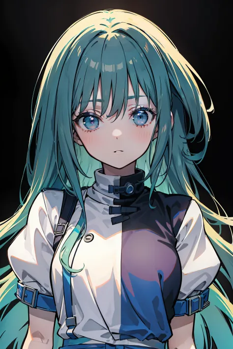 complex costume, Cool costume blueprint, intricate clothing, Green hair, Full body, ASCII art style girls, Aesthetic, still from anime, anime still image, Anime screenshot patterns, retro anime , beautiful girls face, Anime Girl, Low girl aesthetics, The a...