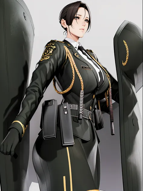 Very detailed CG unity 8K wallpaper,(tmasterpiece),(best qualtiy),(ultra - detailed),(Ultra photo realsisim),(best character detail:1.36),Nikon D750 f / 1.4 55mm,profesional lighting, physically-based renderingt, 1girll, Female soldier,army suit,Fabric tex...