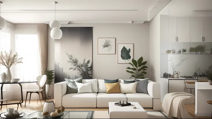 apartment living room design apartment 411b 431px, in the style of a naturalistic palette, a fusion of tradition and modernity, ...