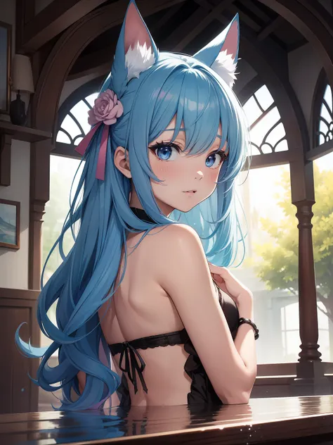 absurderes、ultra-detailliert、masterpiece、top-quality、BRAEK、Official art、(Beautifully Aesthetic:1.2)、(watercolor paiting:Curly)、BRAEK、Devilish Beautiful Girl、a beautifulchi girl、(kawaii:⒈3)、sixteen years old、BRAEK、colourful hair、Splash、(Mixed blue and pink...