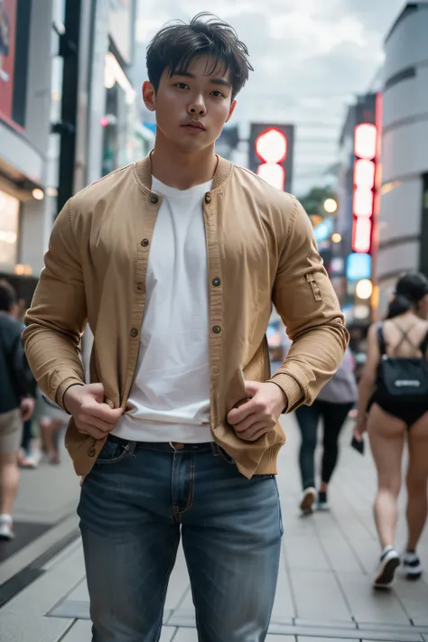 top-quality、masterpiece、超A high resolution、(realisitic:1.4)、详细的脸、独奏、1human male、Dark hair、glistning skin、dense skin、(asian human)、architectural、(absurderes、hight resolution、ultra-detailliert)、、1 male、Adults、(20-year-old man)、a handsome、tall muscular man、b...