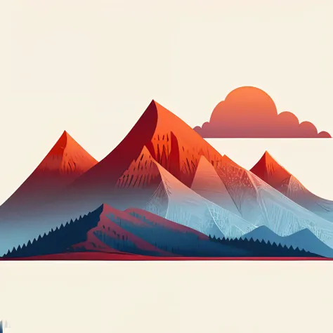 flat illustration of a montain,red,minimalistic,2d flat illustration,business illustration,,noise gradient,low saturation,bright...