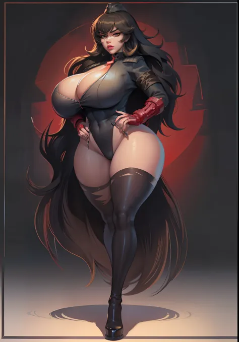 a close up of a cartoon of a woman with a knife, fullbody commission for, commission for high res, thicc, oc commission, sinister pose, full body xianxia, katanas strapped to her back, cel - shaded art style, dark sorceress fullbody pose, commission for, t...