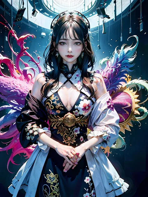 (realisticity: 1.2), best quality, 1girl, official art, unity 8k wallpaper, ultra detailed, beautiful and aesthetic, masterpiece, best quality, (zentangle, mandala, tangle, entangle), (fractal art:1.3) , 1girl, extremely detailed, dynamic angle, cowboyshot...