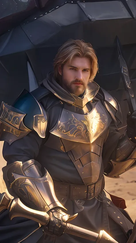 a professional photographic picture full body of a huge man in the desert standing with axes in hands, (((outrageous armor))), ((gorgeous detailed face)), (wear armor), (face facing the camera), ((detail fingers)), (((detailed skin with pores))), huge rip...