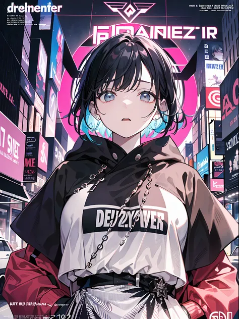 ((((Dramatic)))、(((gritty)))、(((vehement)))Movie poster featuring a young woman as the main character。siesta（The detective is already dead）、, She stands confidently in the center of the poster.、Wear stylish and edgy outfits、I have a determined look on my f...