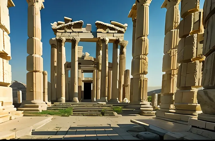 Create an image of the Temple of the goddess Diana in the city of Ephesus, in ancient Greece, lindo Templo, with lavish columns and statues.
