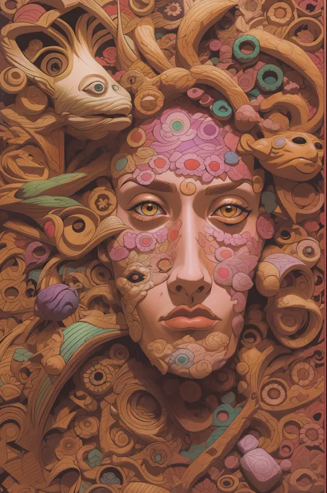 (surreal estilo carta de taro), carved into the face of the art with unique details, bruxa da era das trevas, cabelos brancos, o...