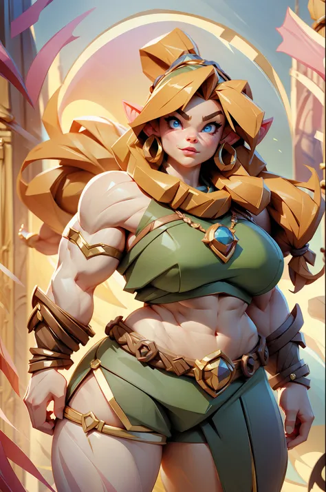 gorgeous muscular dwarf girl, muscular body, muscular arms, 1.4m tall, beautiful light eyes, slim waist, voluptuous hips, fantasy, film grain, UHD, masterpiece, anatomically correct, super detail, best quality