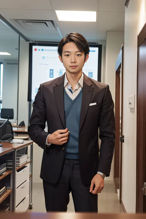 Handsome Men ,35 years old , lecturer, Malaysian ,Singaporean, work at , smart office wear,(((front view)))