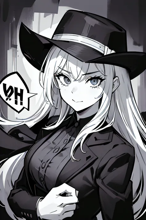 anime girl with long white hair wearing a black hat, marisa kirisame, from girls frontline, flirty anime witch casting magic, wi...