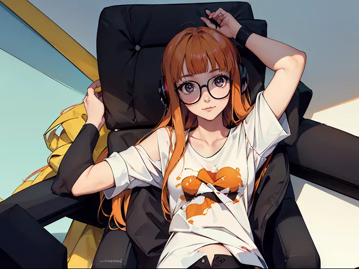 ((obra-prima)), (melhor qualidade), (detalhado), (1 menina), futaba, futaba sakura, camisa oversized, camisa branca, fora do omb...