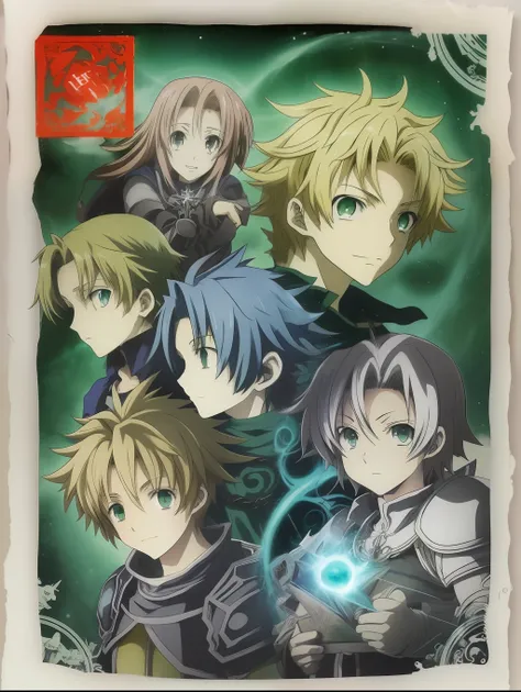 (((Rudeus))),((Obra-prima do anime))), Concentrando Magia verde azul, vortex, particuls, (sentado), 1 garoto, vintage Estados Unidos Selo Postal, Selo de 3 centavos, tinta verde, Gravura em linha, intaglio