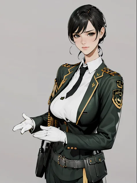 Very detailed CG unity 8K wallpaper,(tmasterpiece),(best qualtiy),(ultra - detailed),(Ultra photo realsisim),(best character detail:1.36),Nikon D750 f / 1.4 55mm,profesional lighting, physically-based renderingt, 1girll, Female soldier,army suit,Fabric tex...