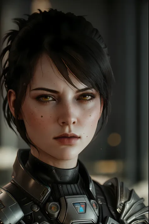 masterpiece, highest quality, raw, analog style, a stunning portrait of a beautiful woman, mass effect, ((highly detailed skin, ...