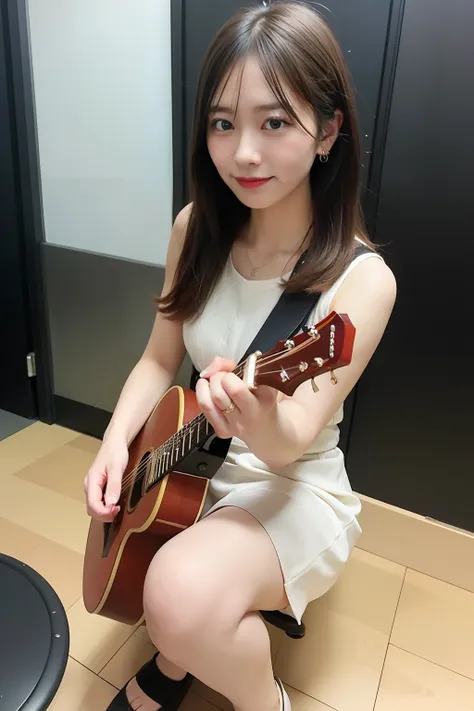 beautiful woman playing classical guitar、musical instruments are expensive instruments that cost 100 million yen、the teacher２９id...