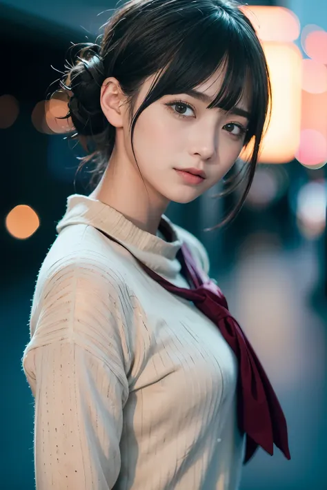 ((A dark-haired、Dark eye shadow、Dark eyeliner、Black eye patch、Short Bob、bangss、tthin eyebrows、Yellow icon、white shirt、Black tie))、NSFW、masterpiece、top-quality、hightquality、magnifica、Beautiful fece、hight resolution、Very high resolution、Raw photo、Best Illu...