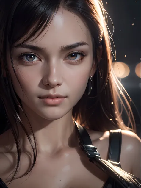 (masterpiece, best quality:1.4), (future days), (close up:1.5), (detailed face:1.5), (detailed eyes:1.5), (1girl:1.2), (solo), (red iris:1.5), (european youth:1), defTifa, white crop top, elbow pad, fingerless gloves, suspenders, looking at viewer, sexy sm...