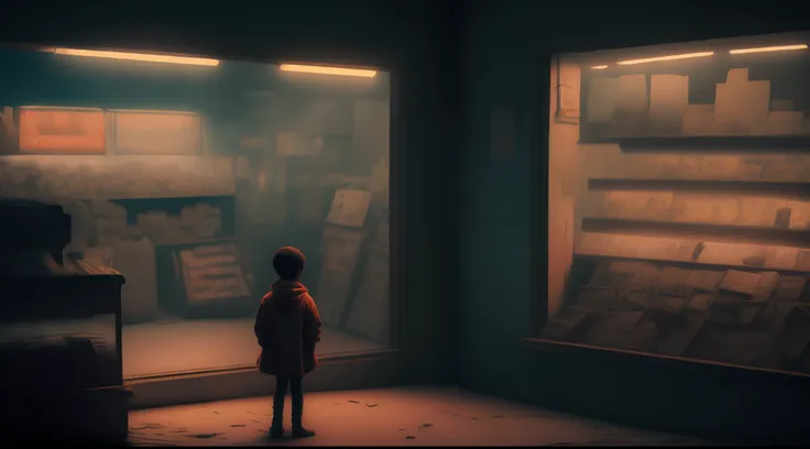Un misterio, Dark and temperamental photography, Film Photography, Espacio liminal, nubes oscuras, Un objeto misterioso, calle en centro historico de Lima, Peru, A child looks at the window of a toy store with the lights on, Dark cinematic emptiness in the...