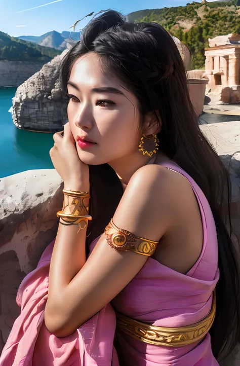 ((Realistic:1.5)),Ulzzang-6500:1.3,((Best quality)), ((Masterpiece)),((Detailed)),2girls,duo,{2 beautiful women}, (Upper body:1.3),Hug and touch each other, Tease your friends waist, Breathless friends, Biting a friends earlobe, crouched,super wide shot,Fa...