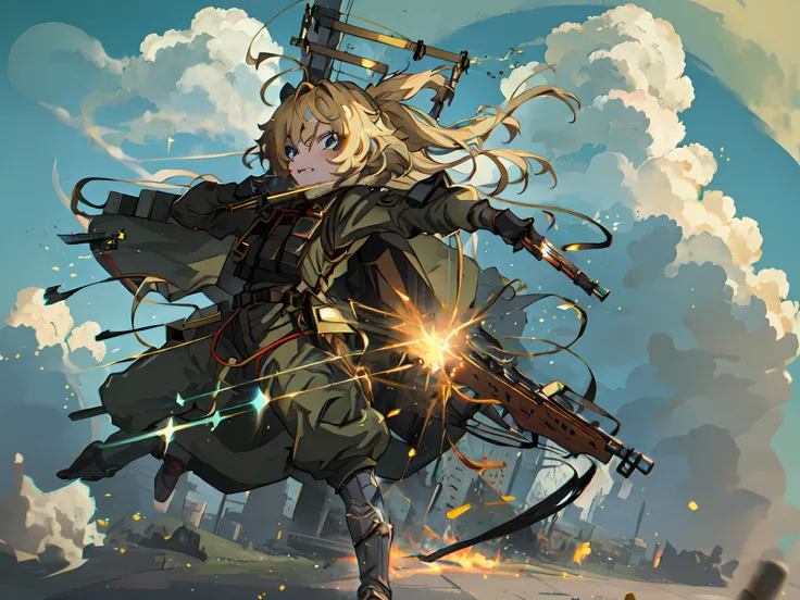anime girl with a gun and a bow in her hand, anime machine gun fire, badass anime 8 k, cushart krenz key art feminine, key anime art, mechanized soldier girl, guweiz on pixiv artstation, mechanized valkyrie girl, guweiz on artstation pixiv, female action a...