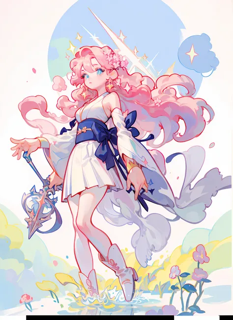 ((Magical Girl)), ((Gorgeous Starry Sky Background)), ((Super Detailed)), (Best Illustration), ((Cinematic Lighting)), Dynamic Angle, Floating, Fine, (Flash:1.2), (Sparkle:1.2), (Shine:1.2), Classic, (painting:1.1), (Sketch:1.1), (Best Quality), (Masterpie...