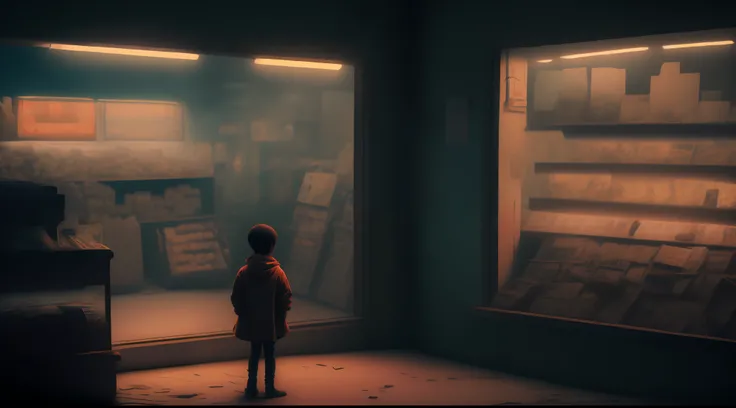 Un misterio, Dark and temperamental photography, Film Photography, Espacio liminal, nubes oscuras, Un objeto misterioso, calle en centro historico de Lima, Peru, A child looks at the window of a toy store with the lights on, Dark cinematic emptiness in the...