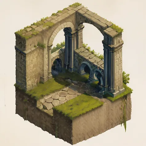 (masterpiece:1, looking a viewer, best quality, ultra-detailed), ((aqueduct)), 2d art, concept art,