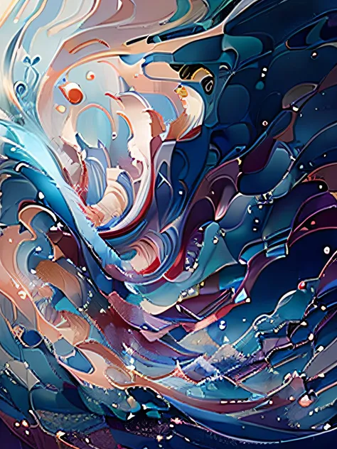 bizhibowen,Blue sea, waves, white waves, green waves, red waves,