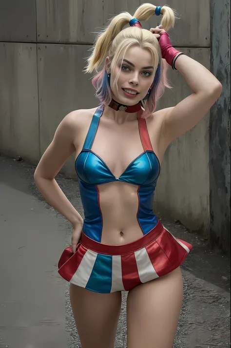 margot robbie as harley quinn in suicide squad, corpo inteiro, soft-lighting, dinamic angle, lifelike lighting, foto de robert a...