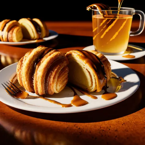 masterpiece,best quality,ultra high res, 8k uhd, dslr, high quality,(photorealistic:1.4), cinematic lighting, HDR,Food, realistic pastries, drizzled with honey,(LIQUID SPLASH:1.2) ,motion design,C4D,rendering,light and shadow,