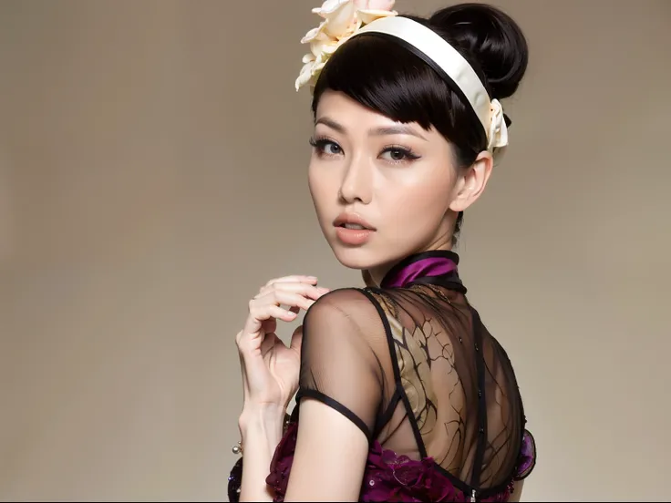 Fashion model 18 years old [[[[closeup cleavage]]]], [[[[boobgasm]]]], [[[[coll]]]], [[[[bshoulders]]]], [[[[on cheongsam]]]]，perfect  eyes, Perfect iris，Perfect lips，perfect teeth，Perfect skin，Long face，slender nose，Soft front light，hdr，Movie girl，on cheo...