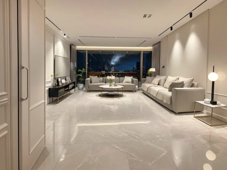 ,masterpiece, best quality,8k, ultra highres,Reallightandshadow,In this perfectly interpreted luxury living room,Every corner releases the ultimate aesthetic artistic atmosphere。A huge abstract painting hangs from the wall,The brilliant colors are like dan...