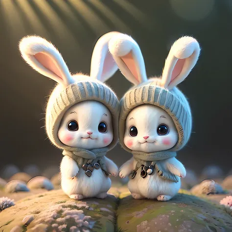 cute chibi bunny, white background, rabbit, chibi, cute, avatar bunny, jumping