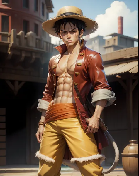 monkey d luffy, smaill, realistic, ultra detail