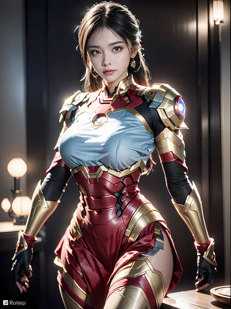 (best quality), ((masterpiece), (detail: 1.4), 3d, a beautiful iron man female figure, hdr (high dynamic range), ray tracing, nv...