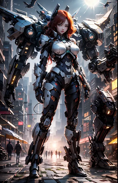 (best quality)), ((masterpiece)), (very detailed: 1.3), 3d, beautiful cyberpunk woman, batman cosplay, sci-fi technology, hdr (h...