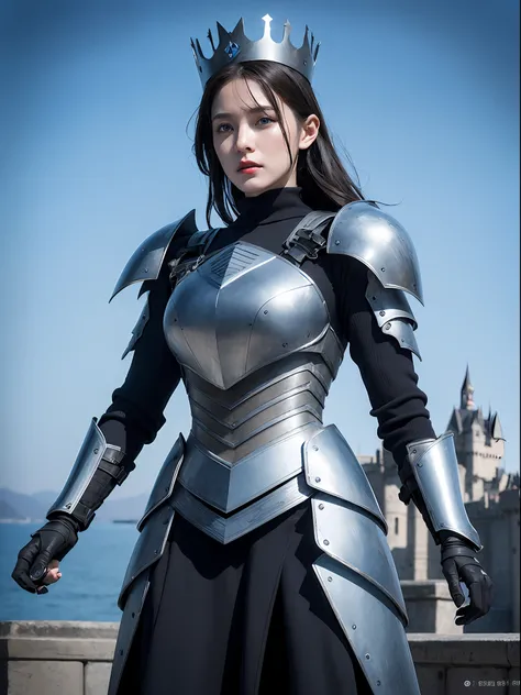 Masterpiece, best quality, high resolution, 8K, Portrait, realistic photo,( Combining clothes with Korean fashion designs),Digital photography, full body, 1 16 year old girl, (cyborg), beautiful blue gray gradient long hair, blue eyes, intricate, elegant, ...