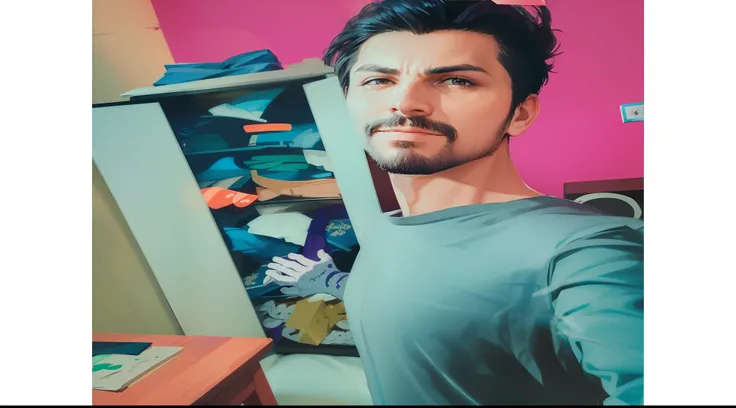 A man of 26, black hair and thrown back and a theater mask on his face, he dresses like a magician but in fact he is a skilled warrior with the (French saber) and with the playing cards he throws, his hair is black and is thrown back, he wears elegant clot...