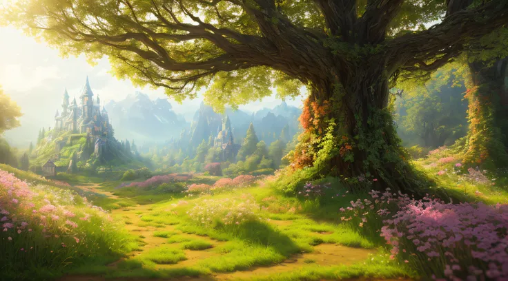 masterpiece, best quality, high quality,extremely detailed cg unity 8k wallpaper, an enchanting and dreamy scene of a fantasy fo...