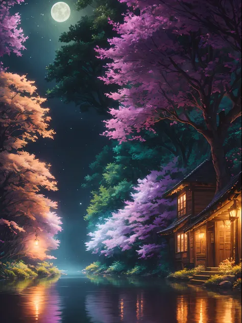 (ultra-detailed CG unity 8k wallpaper, masterpiece, best quality, depth of field, HDR, intricate), (no human), forest, night, luminescent, fluorescent plants, shades of purple, floating jellyfish, jellyfishforest, sparkles, glitter, light particles, wallpa...