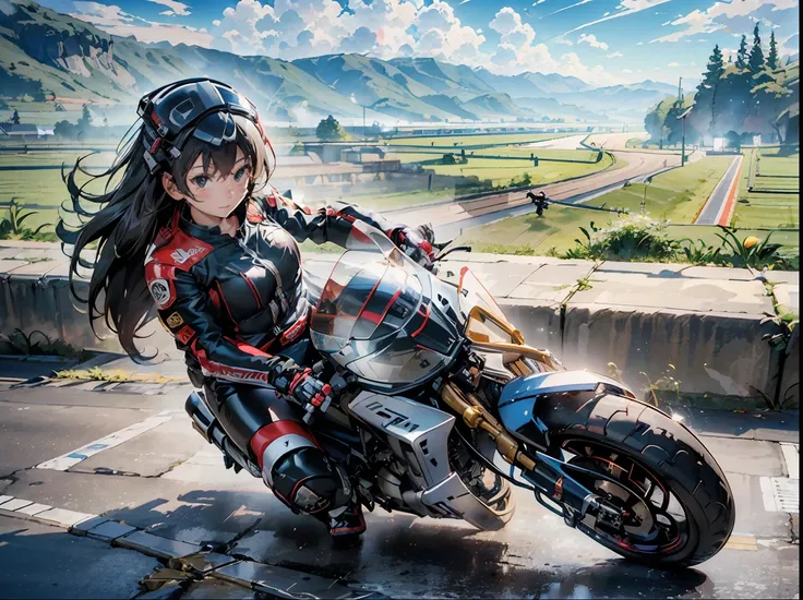 ((masterpiece)),((best quality)),((8k)),(gaming console_cg),(hdr),1girll,solo, (((the motorcycle is a honda\customer relationshi...