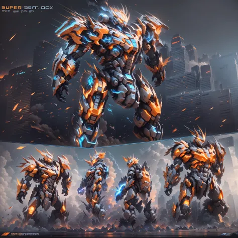 (Super mech sports car)、chariot,Sports cars,Back with a large amount of energy short barrels,Face the camera,Buildings、Energy cannon fire、Tall and mighty、strong armor、future-tech、Sharp lines、Dynamic styling、Mechanical joints、Armor plates、sensor、Energy weap...