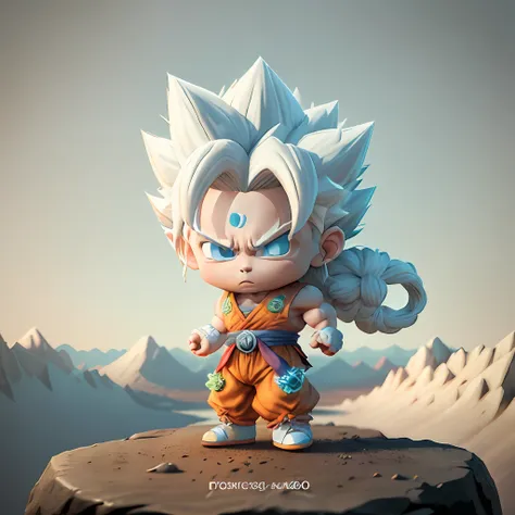 goku, super saiyan, exquisite hair, arm depiction, white and blue hair body, exquisite shoes, eye depiction, exquisite hair, pop...