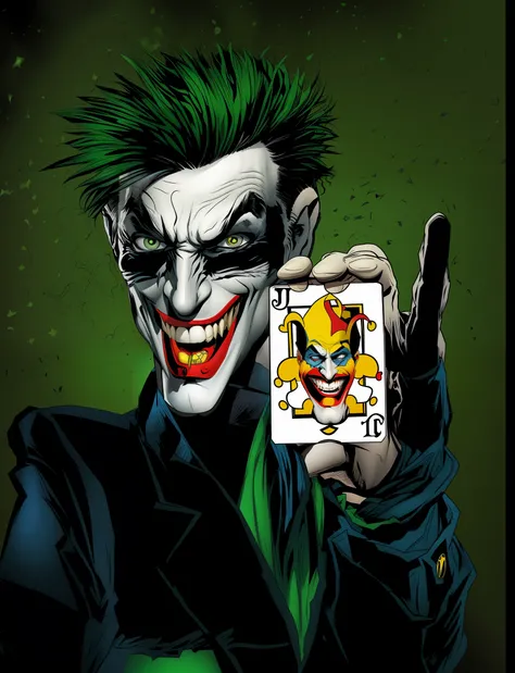 Coringa segurando uma carta de baralho com um rosto de coringa, Batman como o Coringa, Retrato do Coringa, sorriso coringa, como o coringa, Retrato de um Coringa, O Coringa como Batman, Retrato do Coringa, O Coringa, coringa, Directed by: Brian Bolland, Da...