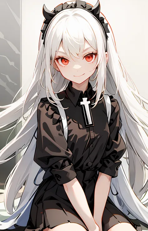 white-haired and red-eyed loli