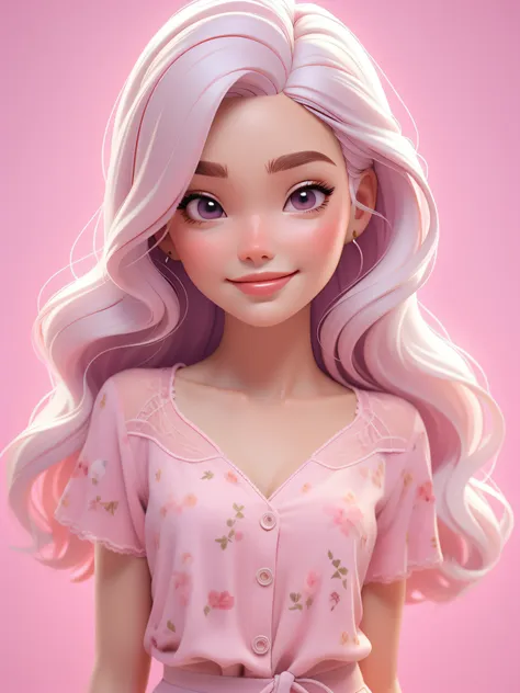 dynamic lighting, ((a study in pink)), a barbie princess, pink background, delicate face, white skin(cute:1.3), (pale skin:1.1),...