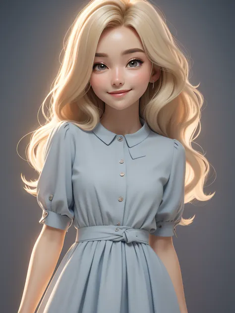 dynamic lighting, sunny field)), (cute:1.3), blonde hair, (pale skin:1.1), (soft smiling:1.1), detailed face, detailed gray eyes...