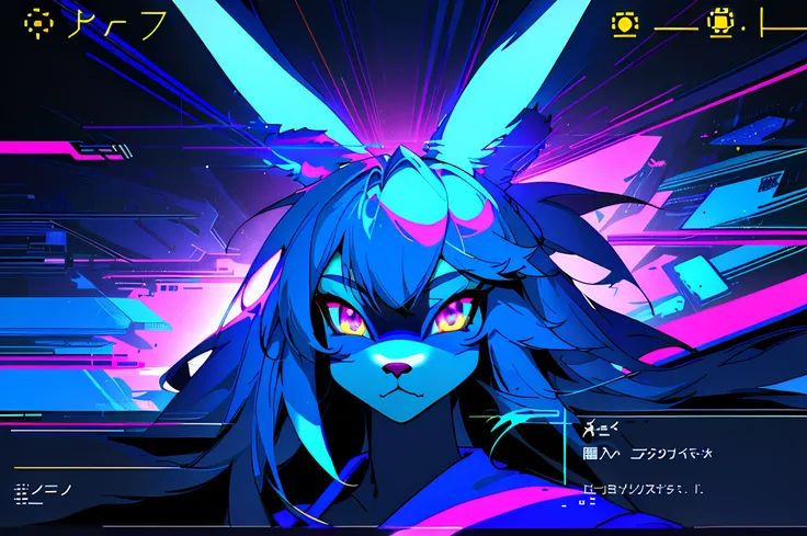 (vintage vhs), (crt screenshot), (Zen, Amy Sol style), (((blue anthro kemono furry rabbit))), underground cavern shining flashlight in old ruins, scene from a show about a blue anthro furry kemono rabbit who investigates deep space crime, (vast decrepit s...